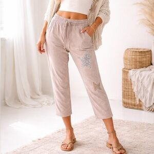 Porter Collective Sequin Star Blush Pink Pants Made in Italy size small